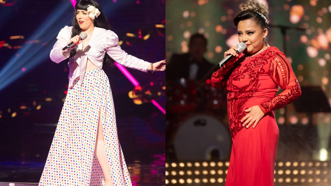 Para el primer duelo de imitación vimos a la chilena Camila Chacón como Mon Laferte y Verónica Linares como Rocío Dúrcal.