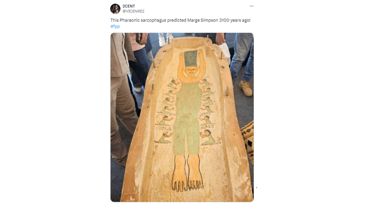 Así es el sarcófago que parece tener una imagen de Marge Simpson