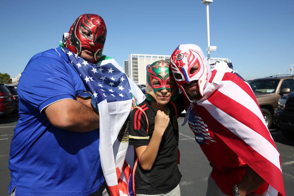 SANTA CLARA, CA - JULY 26: Fans of Mexico pose for photos prior to the CONCACAF Gold Cup 2017 final match between United States and Jamaica at Levi's Stadium on July 26, 2017 in Santa Clara, California. (Photo by Omar Vega/LatinContent/Getty Images)
