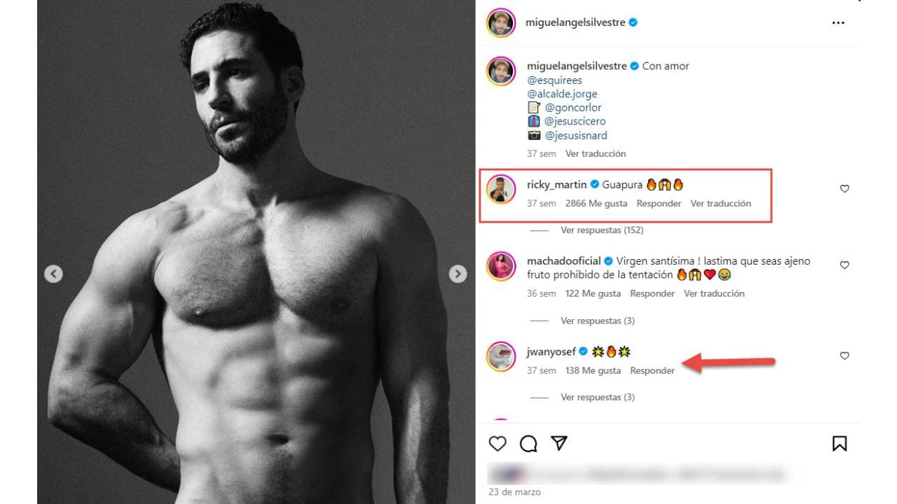 Ricky Martin manda piropo a Miguel Ángel Silvestre.