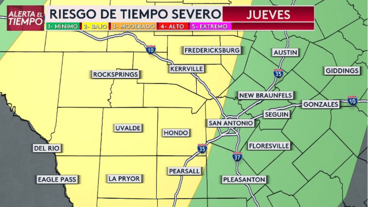El Hill Country y la frontera estará tendrá un riesgo más alto.