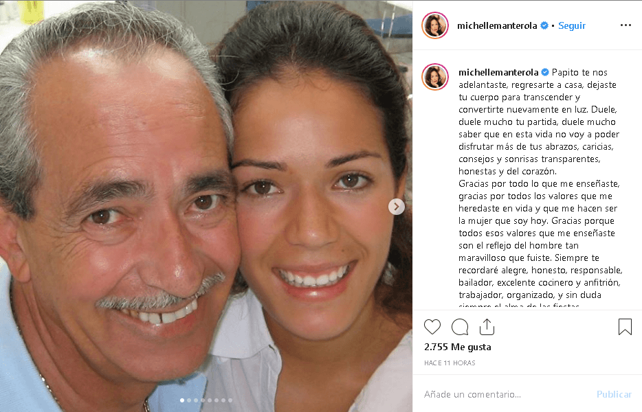 "Dejaste tu cuerpo para transcender y convertirte nuevamente en luz", dice el mensaje escrito por Michelle Manterola.