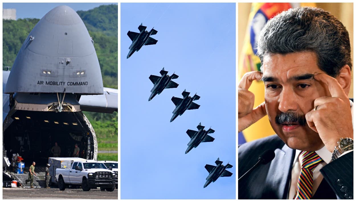 Imágenes de los "100 aviones F-35" en Puerto Rico para invadir Venezuela, según Nicolás Maduro