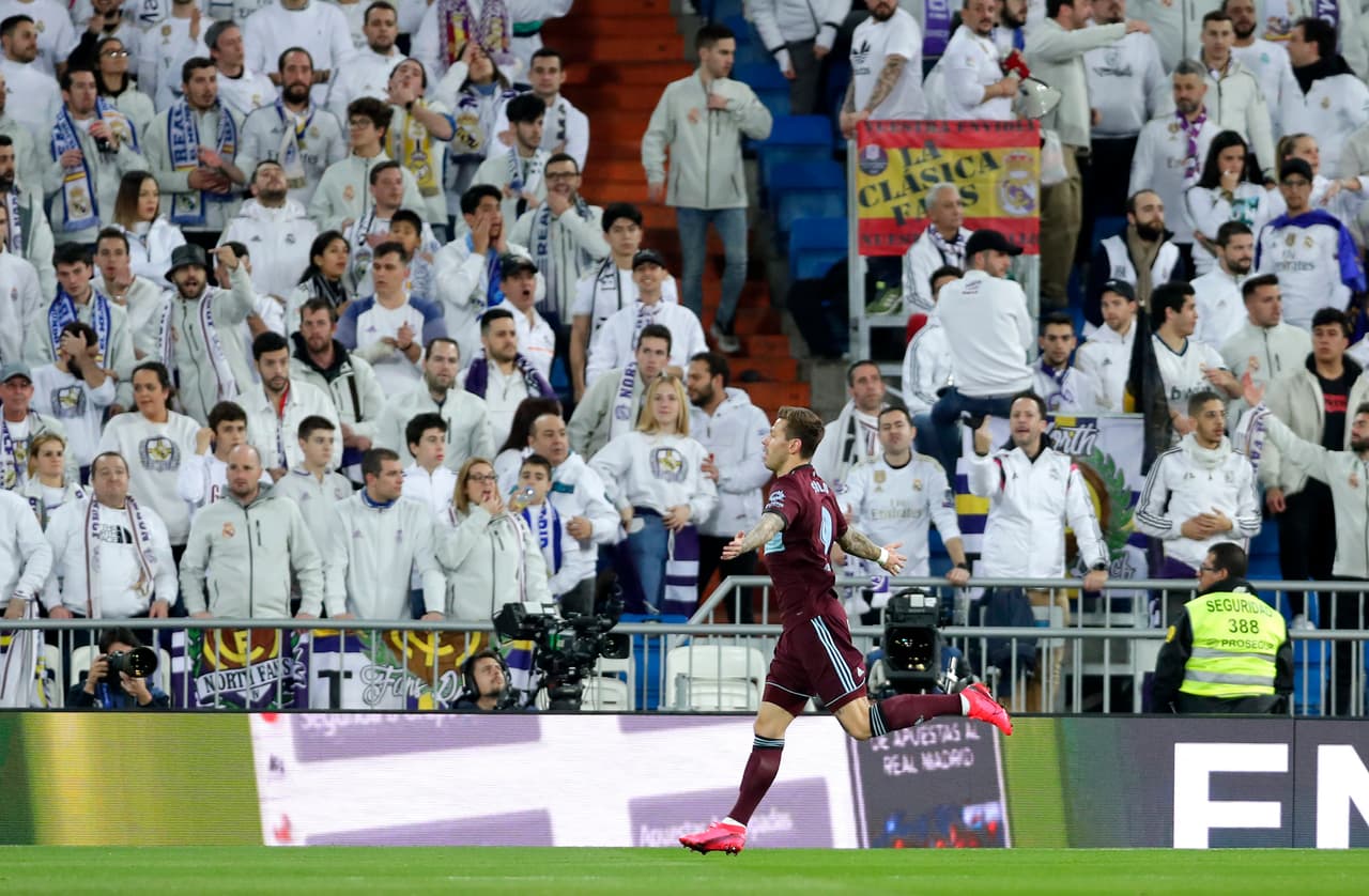 Asistencia de Denis Suárez al puro estilo de Iniesta que Santi Mina manda al fondo de la red para empatar al Real Madrid al 85 y rescatar un punto.