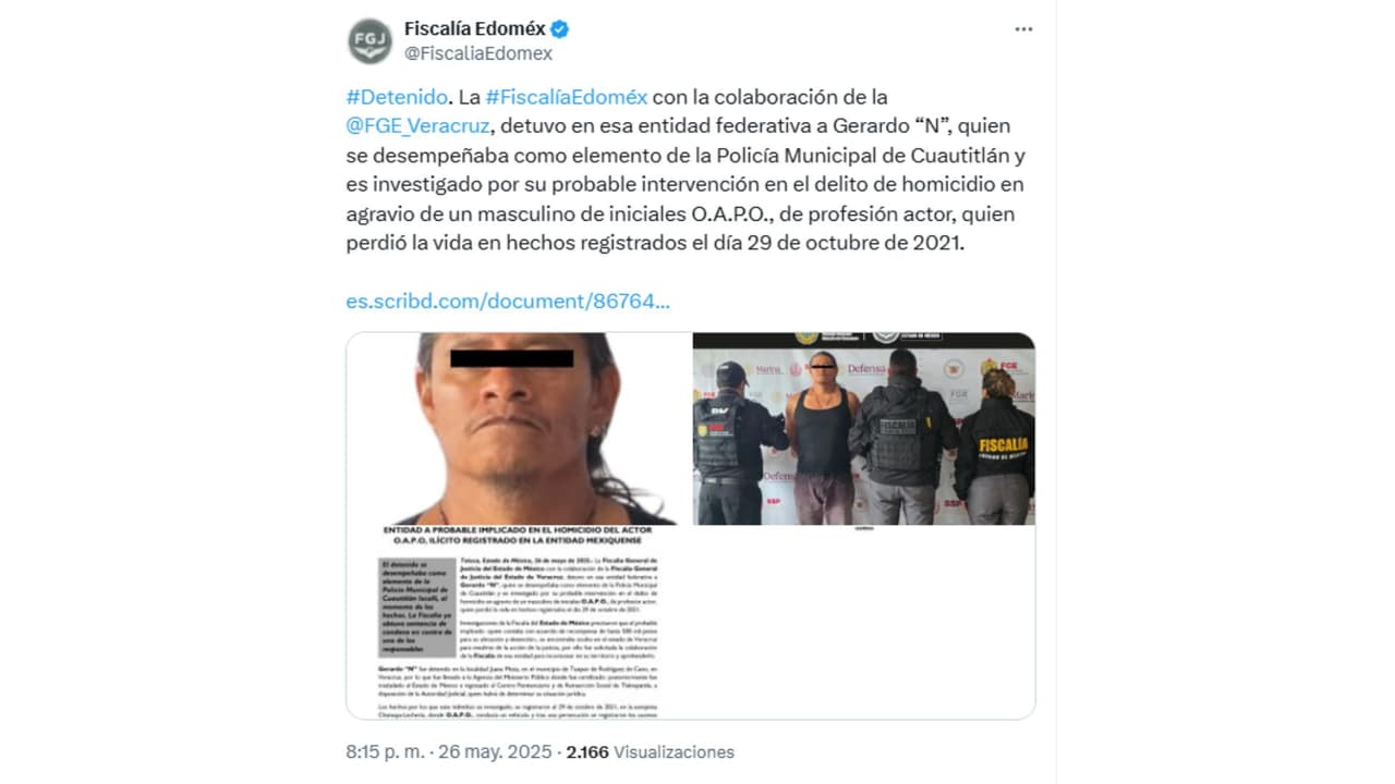 Así dieron a conocer la detención de Gerardo Rodríguez, policía implicado en la muerte de Octavio Ocaña.