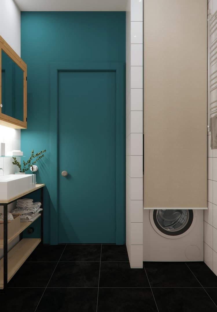 Un rincón del baño fue aprovechado para esconder el centro de lavado.