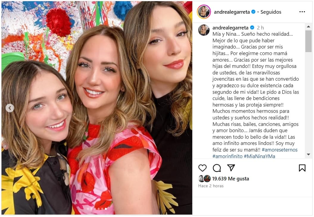 Andrea Legarreta escribió un mensaje para sus hijas.