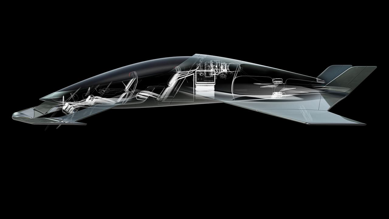 Este corte seccional del Aston Martin Volante Vision Concept, muestra que, al igual que en los autos tradicionales, su cabina ocupa una proporcion más o menos similar a la del resto del vehículo.