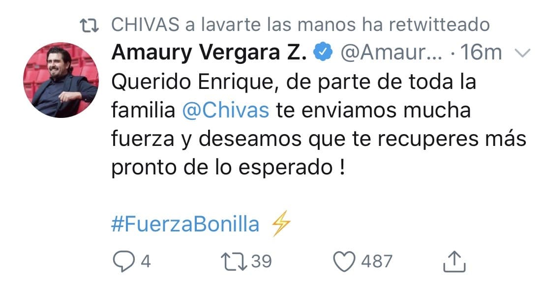 Mensajes de aliento de los clubes del futbol mexicano, tras el positivo de Enrique Bonilla en COVID-19.