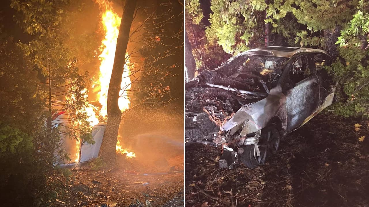 Vecinos rescatan a una persona de un automóvil en llamas tras fuerte accidente
