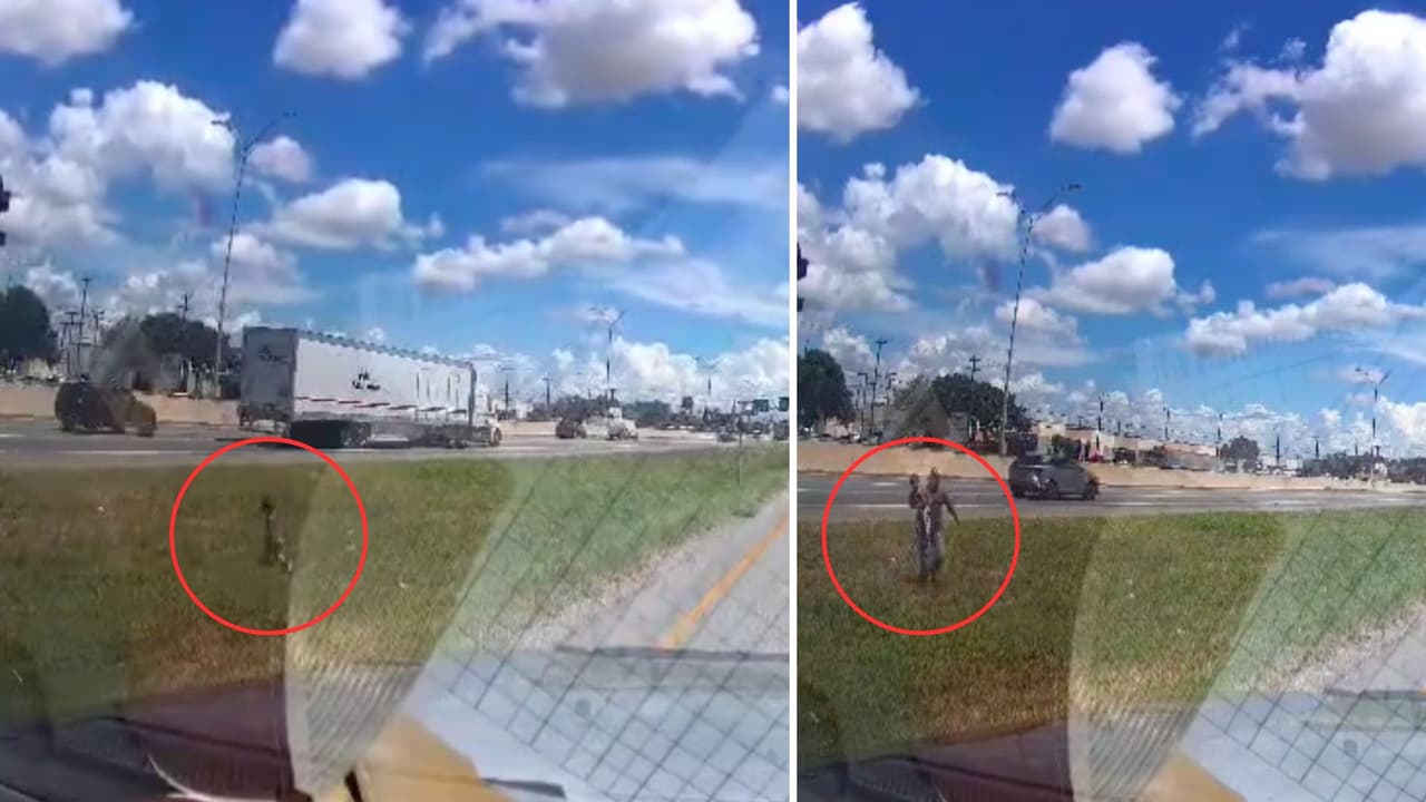 El momento en que un conductor rescata a un niño que estaba en medio de la I-35 en San Antonio