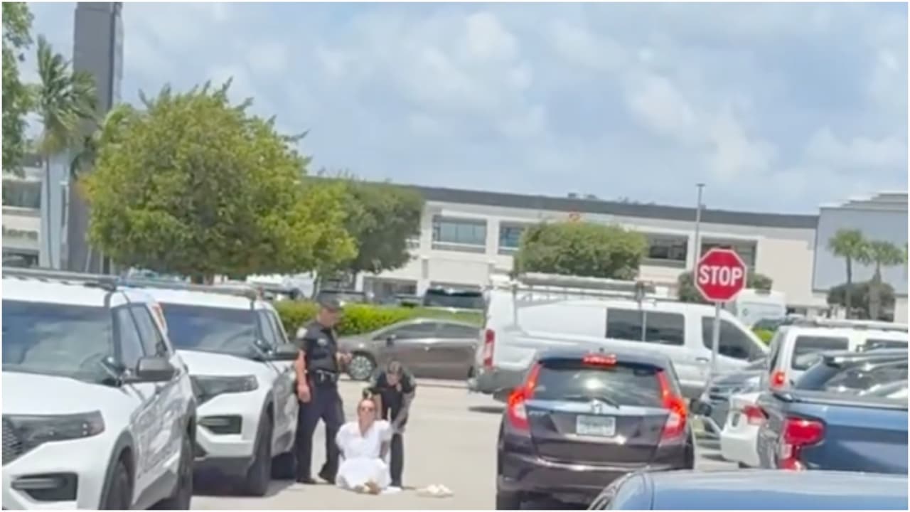 Hubo un forcejeo entre los dos agentes y la mujer.
<br>