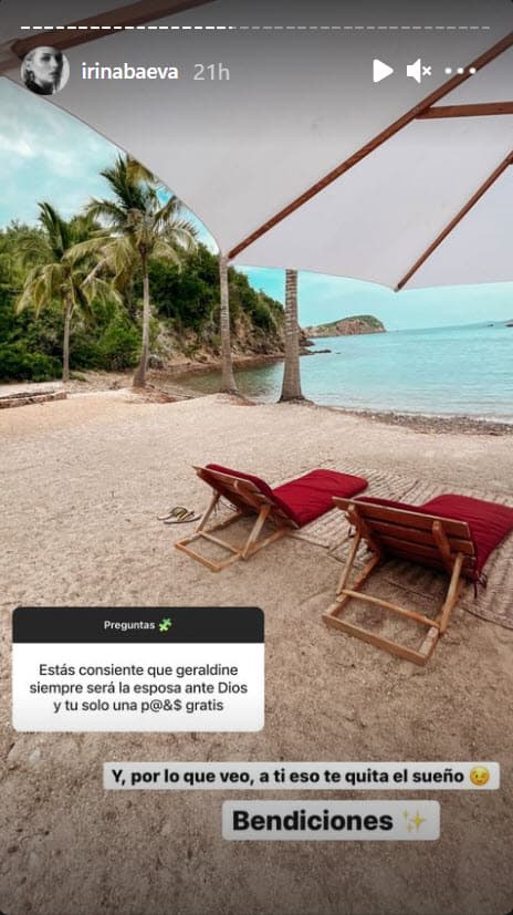 Irina no tardó en responder: 
<b>"Y, por lo que veo, a ti eso te quita el sueño. Bendiciones"</b>.
<br>