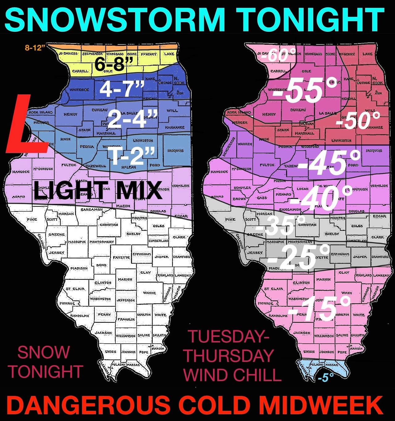 Se trata de temperaturas congelantes que podrían romper varios récords y resultar incluso en la muerte si no se toman las precauciones adecuadas. Nadie debe permanecer a la intemperie por tiempos prolongados, incluyendo a las mascotas. Para encontrar direcciones y horarios de los centros de calentamiento marque al 311. Descargue nuestra aplicación de Univision Chicago para estar al tanto de todas las actualizaciones del tiempo y síganme en mi página de facebook.