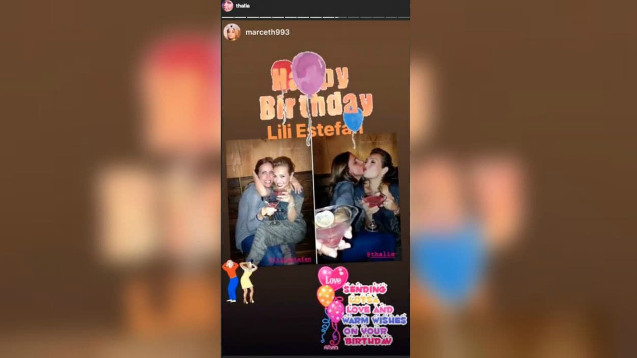 La cantante, actriz y empresaria 
<b><a href="https://www.univision.com/shows/el-gordo-y-la-flaca/mas-que-amigas-son-como-hermanas-asi-es-la-relacion-de-lili-estefan-y-thalia-fotos">Thalía, una de las grandes amigas de Lili Estefan</a></b>, se unió a la fiesta publicando esta imagen en sus 'stories' de Instagram.