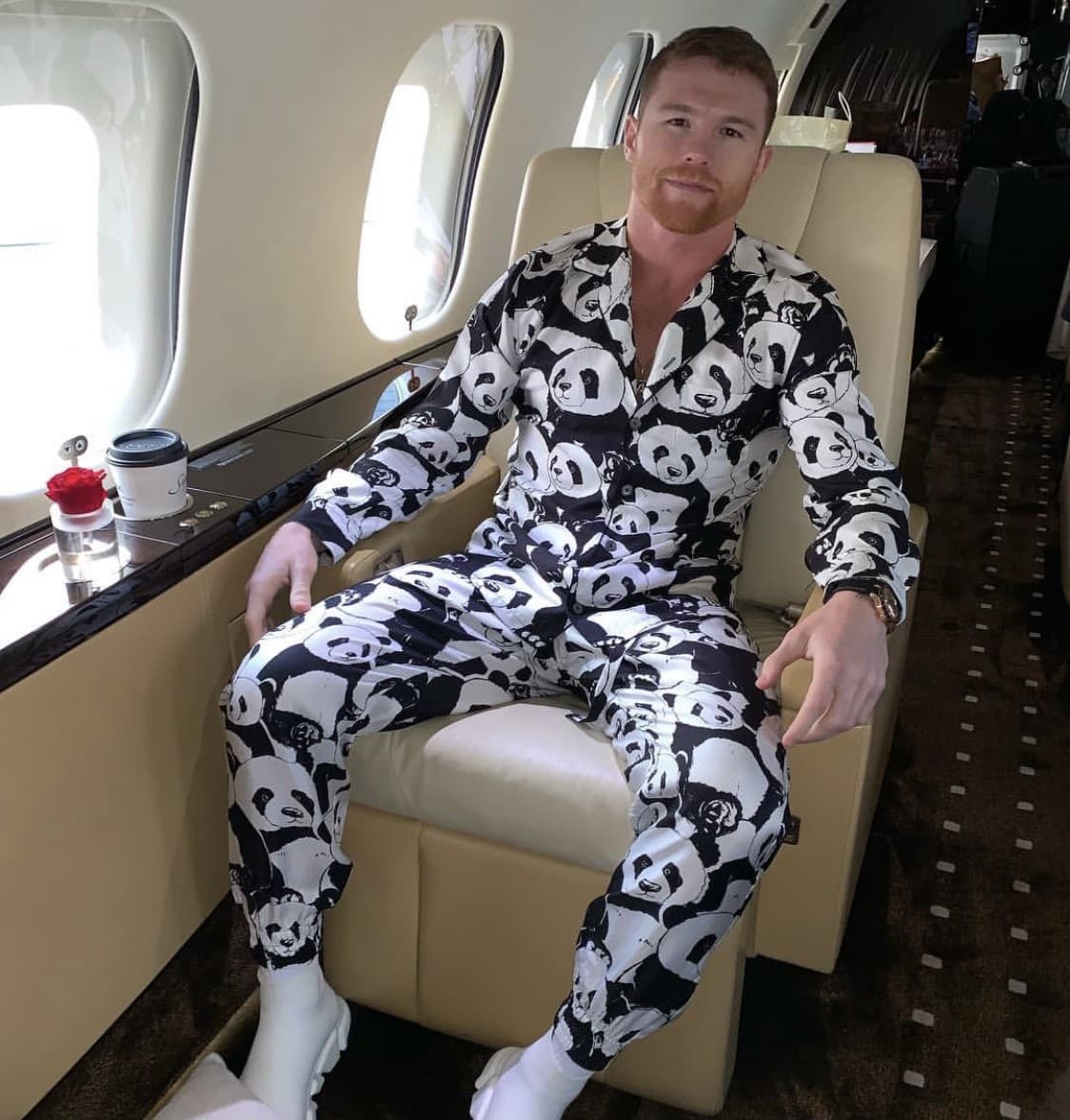 En este bello jet, el boxeador se transporta en el ya sea para disfrutar de sus tiempos libres o para cumplir con compromisos deportivos.