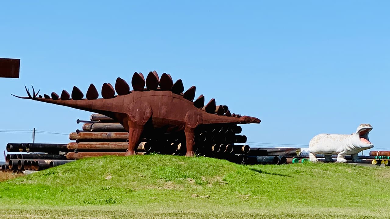 La gigantesca colección comenzó hace muchos años cuando Jerry Rubenstein, directivo de Texas Pipe & Supply, compró una escultura de un hipopótamo (de lado derecho) en 
<b><a href="https://www.google.com/maps/place/El+Campo,+TX+77437/@29.1990134,-96.3051355,13z/data=!3m1!4b1!4m5!3m4!1s0x864183727af44c4d:0x1f9ad1f67d859bf1!8m2!3d29.1966405!4d-96.2696867?hl=en" target="_blank">El Campo, Texas </a></b>y poco a poco fueron agregando piezas en el terreno.