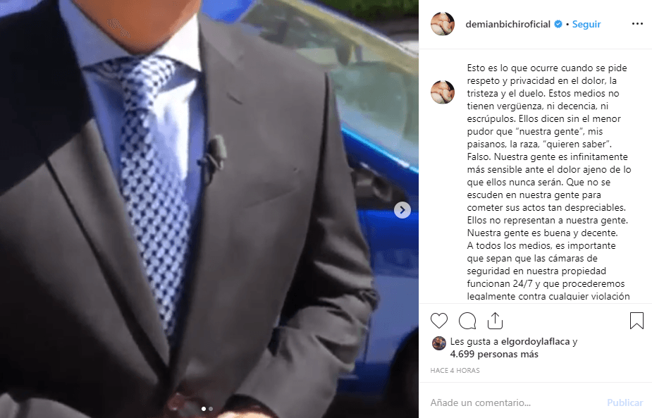 En la citada publicación, Bichir mostró dos videos. En el primero de ellos, una persona (aparentemente su hermano) sale de la propiedad para conversar con un reportero de Telemundo y su camarógrafo.