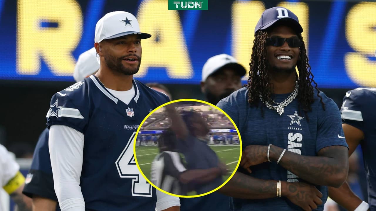 CeeDee Lamb es tacleado por el referee en el Cowboys vs. Rams de la NFL