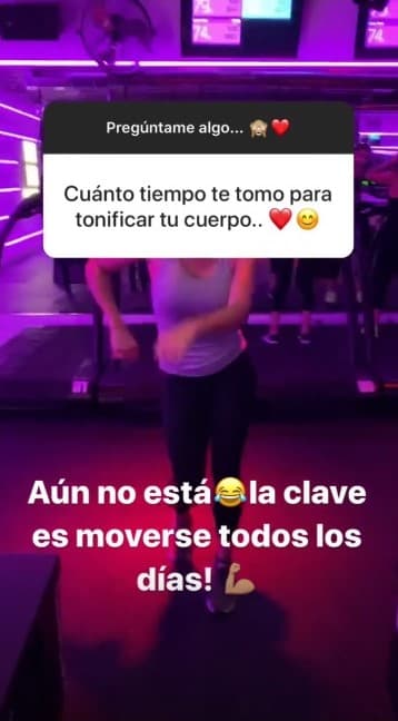Contó que la clave para una esbelta y tonificada figura está en moverse todos los días, aunque en su respuesta agregó que todavía le falta más trabajo.