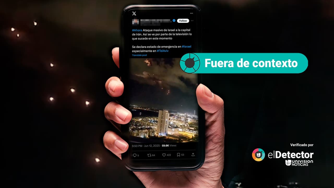 Está fuera de contexto ese video de un ataque nocturno con misiles en el que destaca un edificio alto y de color claro, que afirman es del actual bombardeo de Israel a Irán