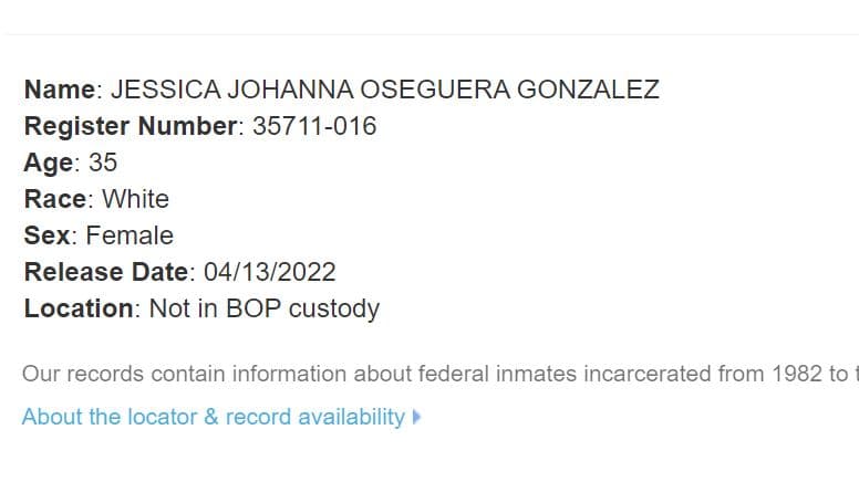 Ficha informativa sobre el encarcelamiento de la hija del jefe del CJNG.