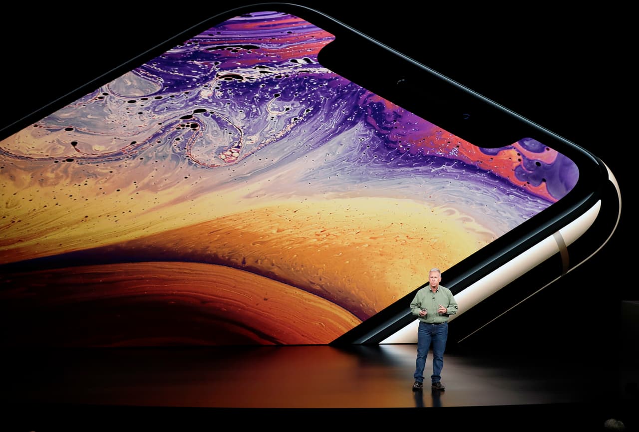 Phil Schiller, Apple's senior vice president of worldwide marketing, speaks about the Apple iPhone XS at the Steve Jobs Theater during an event to announce new Apple products Wednesday, Sept. 12, 2018, in Cupertino, Calif. (AP Photo/Marcio Jose Sanchez)