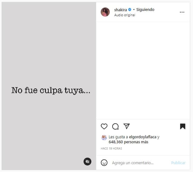 Este 6 de octubre, en la cuenta de Instagram de la cantante apareció un video en el que se aprecia cómo se teclea la frase “No fue culpa tuya…”.