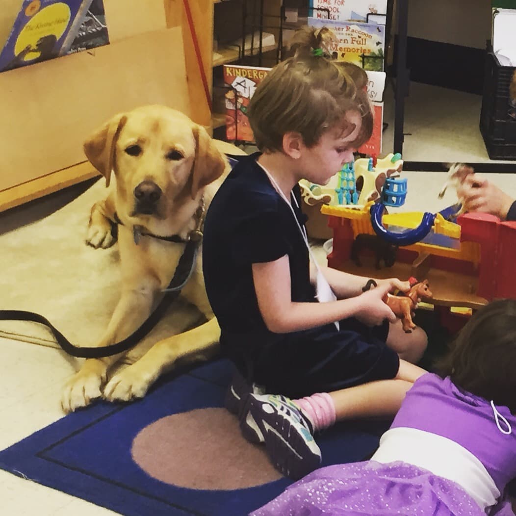 Kate and Oakley playing at school.