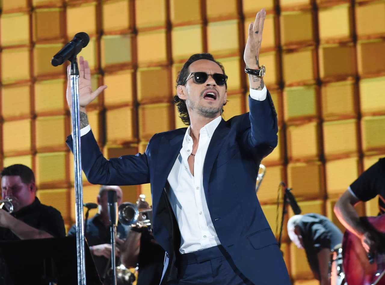 MIAMI, FL - OCTOBER 14: In this handout photo provided by One Voice: Somos Live!, Marc Anthony performs onstage at One Voice: Somos Live! A Concert For Disaster Relief at Marlins Park on October 14, 2017 in Miami, Florida. (Photo by Rick Diamond/One Voice: Somos Live!/Getty Images)