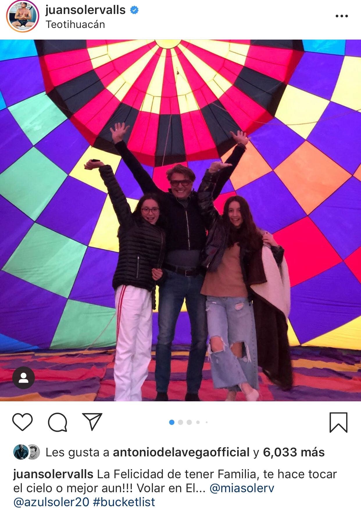 El actor argentino se encuentra residiendo en México por cuestiones profesionales, y como sus hijas están de vacaciones con él, Juan publicó unas imágenes 
<b><a href="https://www.instagram.com/p/Bzo919nD0jK/" target="_blank">en su cuenta de Instagram</a></b> en las que están en Teotihuacán.