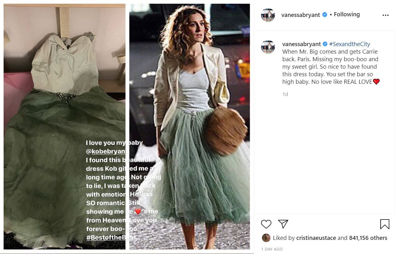 "Te amo, mi bebé Kobe Bryant. Encontré este 
<b>hermoso vestido </b>que 'Kob' me regaló hace mucho tiempo. No voy a mentir, me emocioné", escribió Bryant. 
<br>