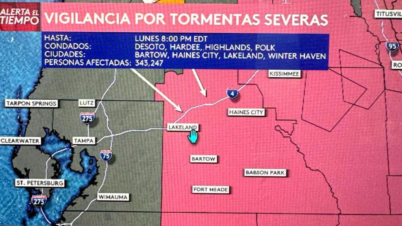 Emiten vigilancia de tormentas severas en el condado Polk hasta las 8 p.m.
