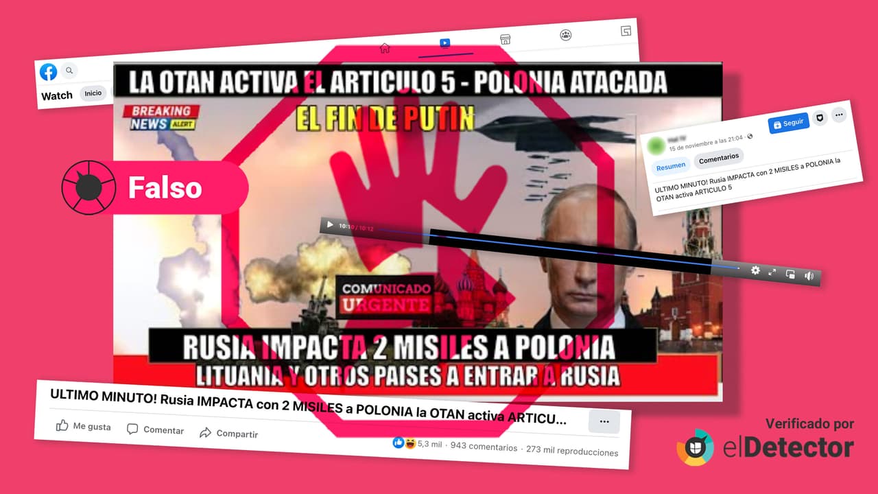 El artículo 5 de la OTAN no fue activado tras la caída de un misil en Polonia, como asegura un video
