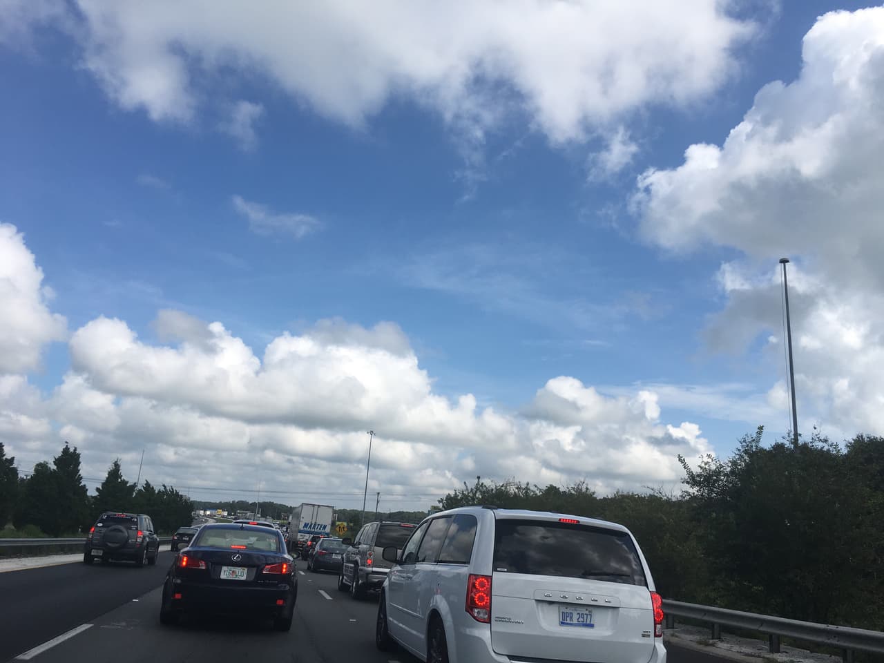 Así estaba el Florida Turnpike mientras Olivia y su familia iban camino a Georgia.