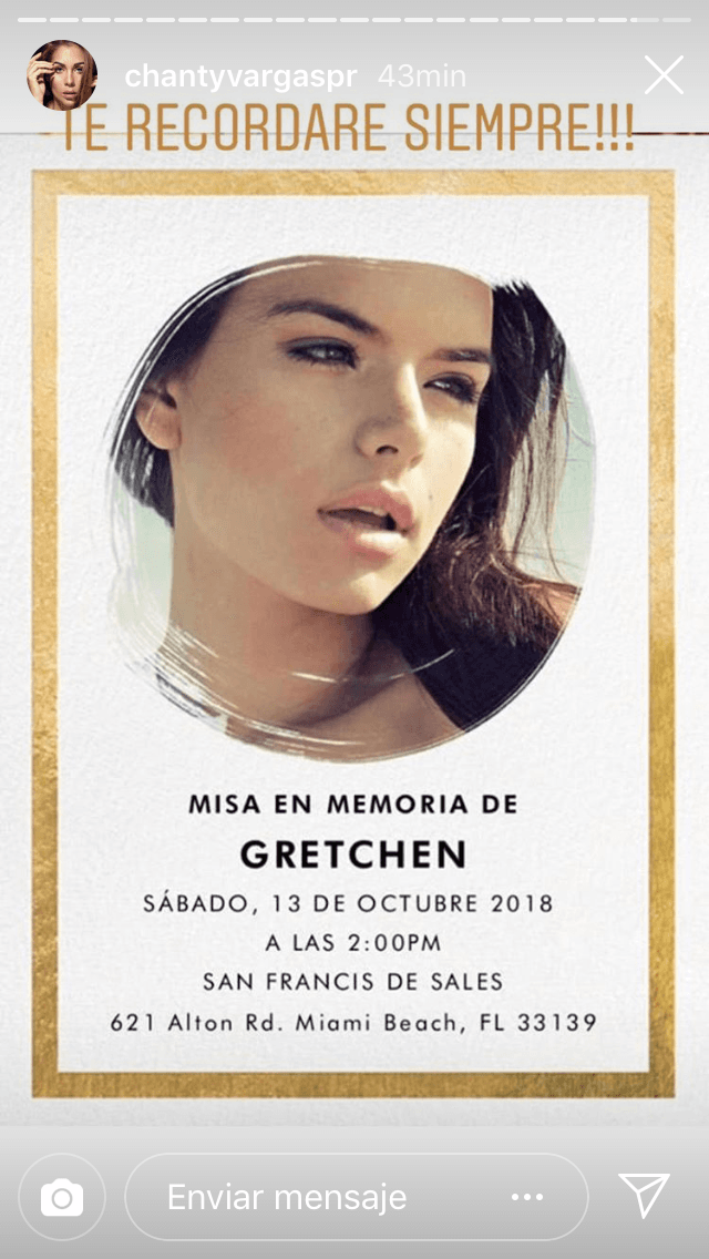 El miércoles 10 de octubre de 2018,
<b><a href="https://www.univision.com/shows/despierta-america/muere-gretchen-serrao-participante-de-nuestra-belleza-latina-en-2012-video"> su familia confirmó que dos días antes la talentosa artista había fallecido</a></b>. A sus 28 años, "una enfermedad con la cual venía luchando por varios años... finalmente la venció", informaron sus allegados en un breve comunicado de prensa.