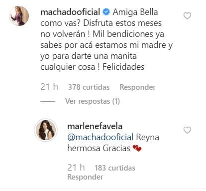 “¡Disfruta estos meses, no volverán! Mil bendiciones, ya sabes que por acá estamos mi madre y yo para darte una manita. Felicidades”, escribió la actriz y modelo venezolana.