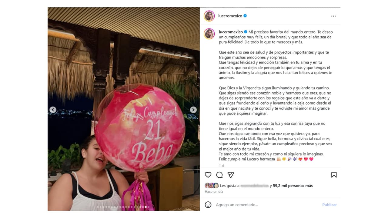 Así felicitó Lucero a su hija mejor.