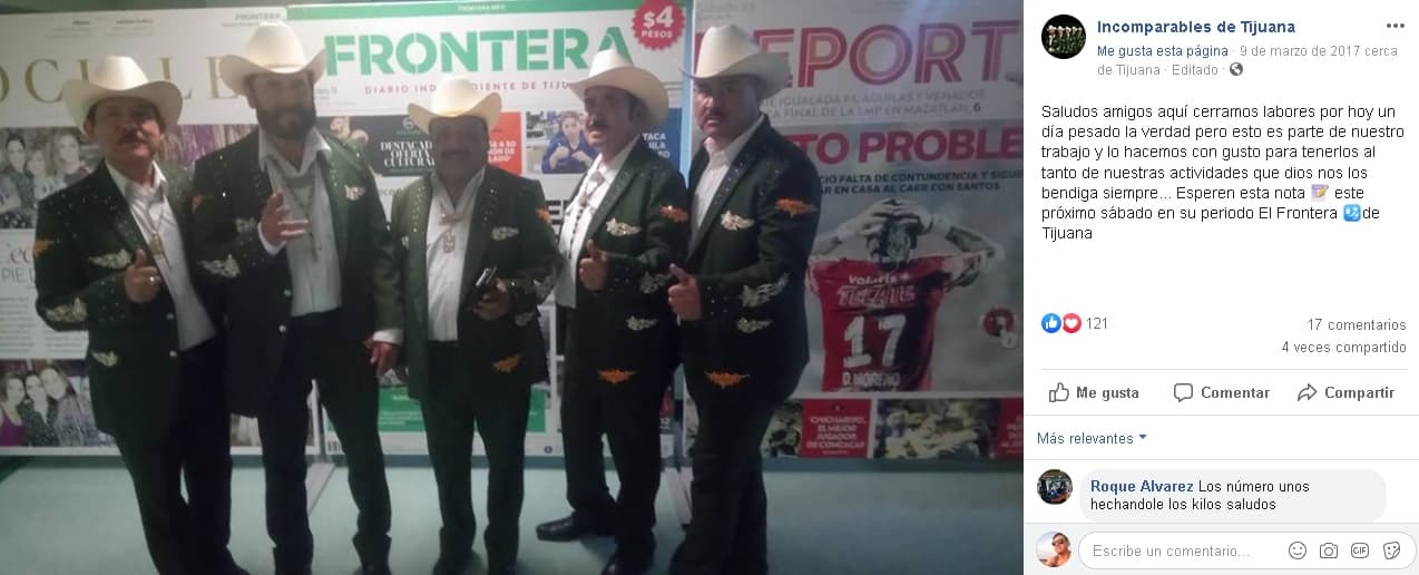 Los seguidores de Los Incomparables de Tijuana dejaron, a través de la página de Facebook, muchos mensajes de condolencias y tristeza por la pérdida de ‘Lupe’ Quintero.