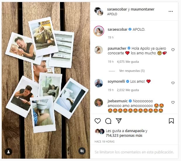 Mau y Sara anunciaron la noticia de su embarazo publicando un clip en sus cuentas de Instagram. En el video aparecen tanto imágenes del momento en el que él se enteró que será papá como del primer ultrasonido que le realizaron a Apolo.
<br>