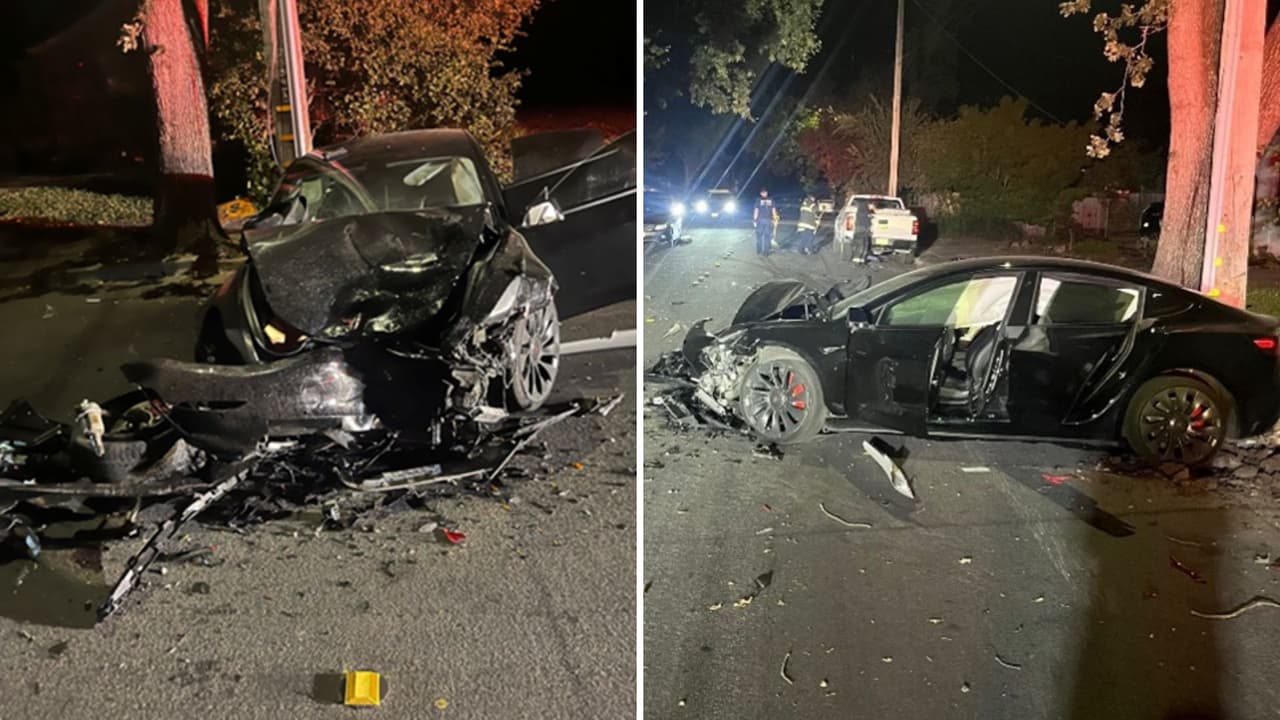 Menores de edad destrozan Tesla tras chocar con poste de luz en Santa Rosa