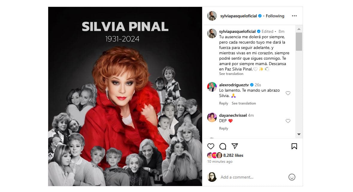 Sylvia Pasquel se despide de su madre, Silvia Pinal.