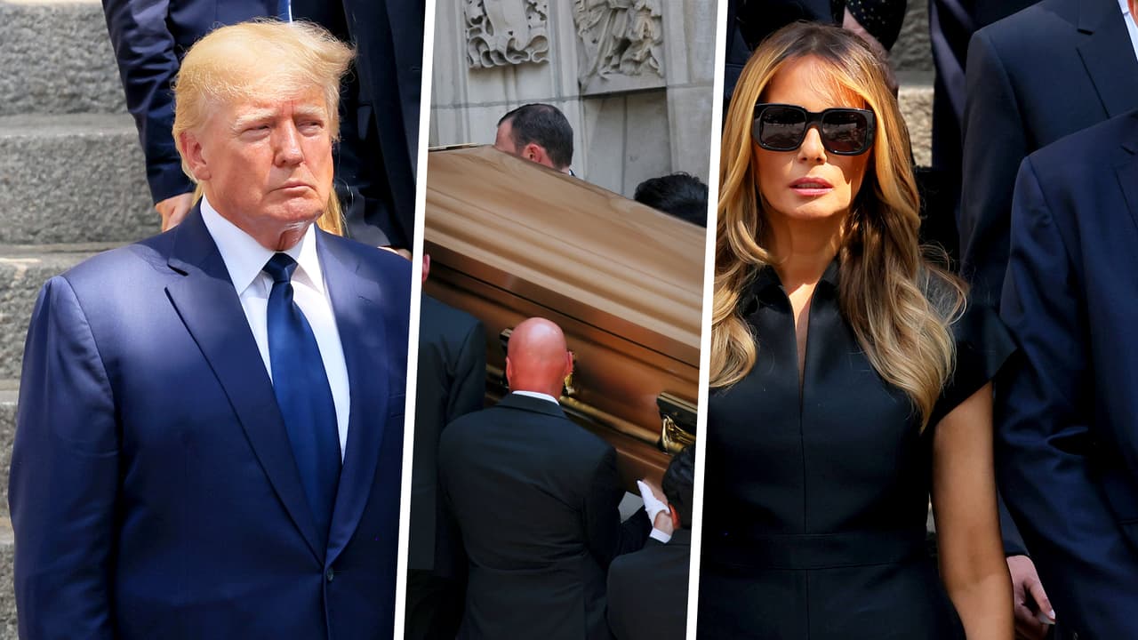 Donald Trump acudió junto a su esposa Melania y sus hijos al funeral de Ivana Trump