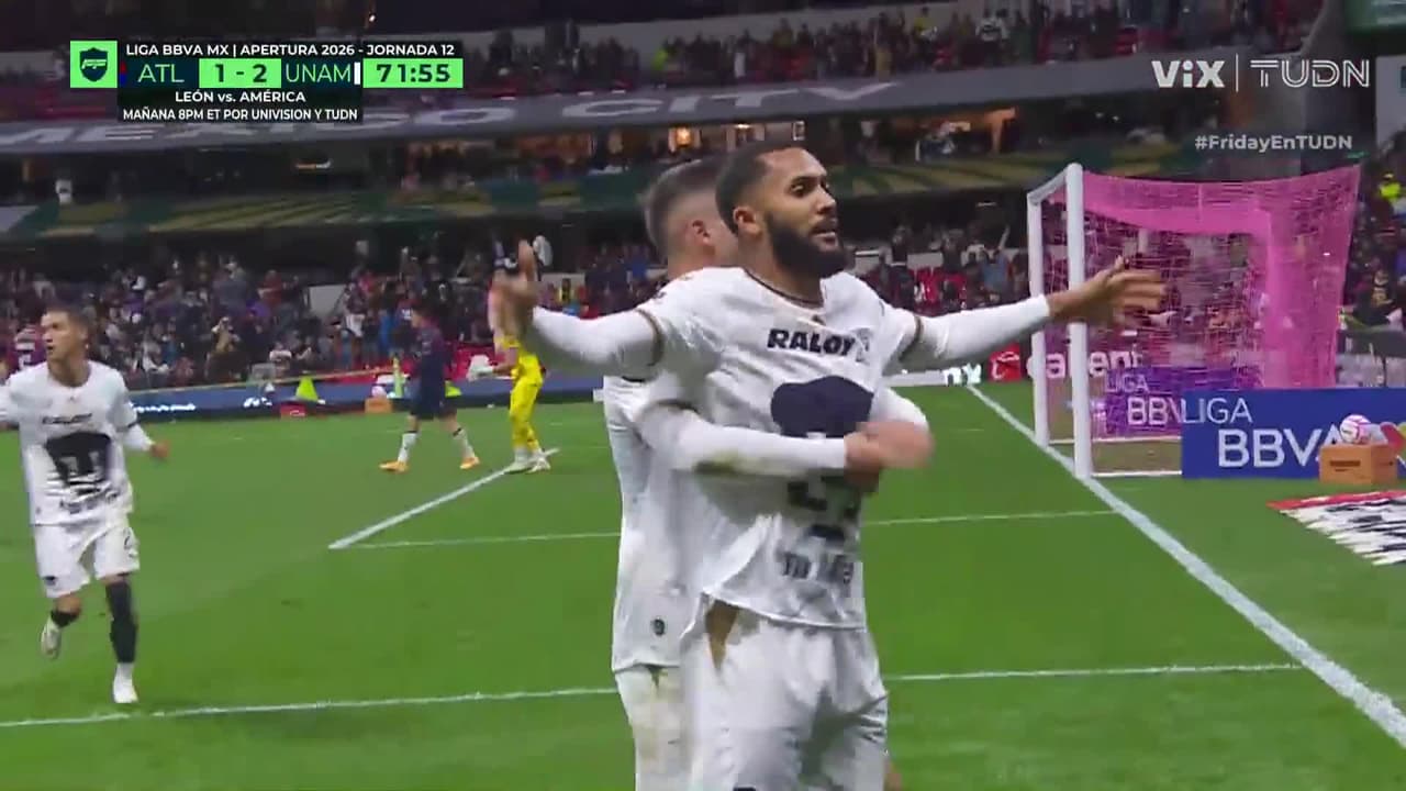 ¡Doblete de Juninho! Pumas mueve el marcador con una gran definición y ya lo gana