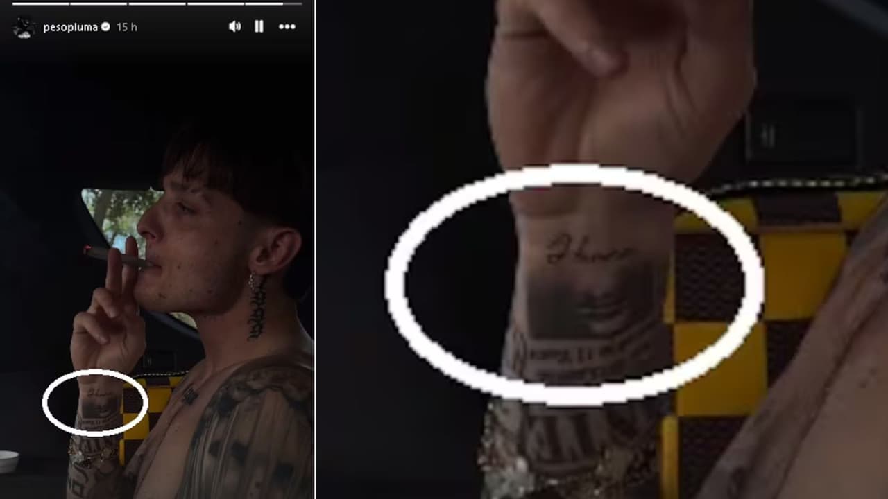 Peso Pluma tiene tatuado 'Hanna' en la muñeca.