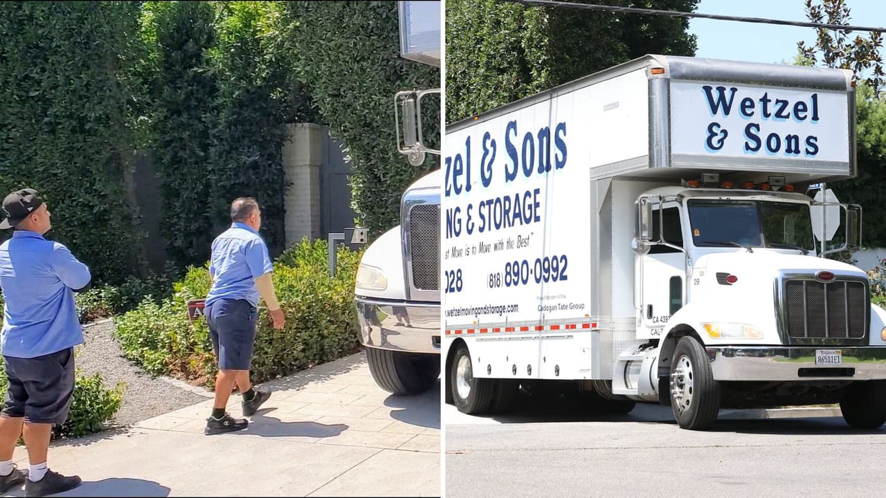 Un camión de mudanza fue fotografiado en la casa de alquiler de Ben Affleck.