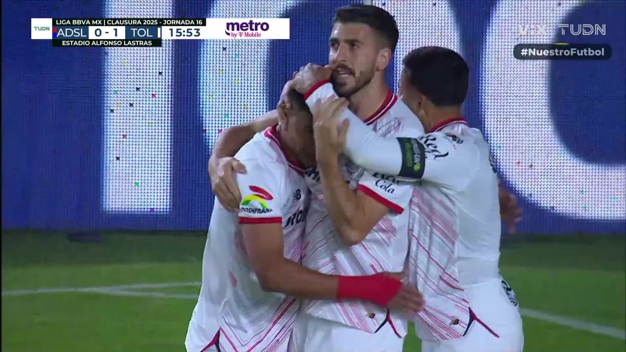 ¡Gol de Toluca! Jesús Gallardo abre el marcador en San Luis
