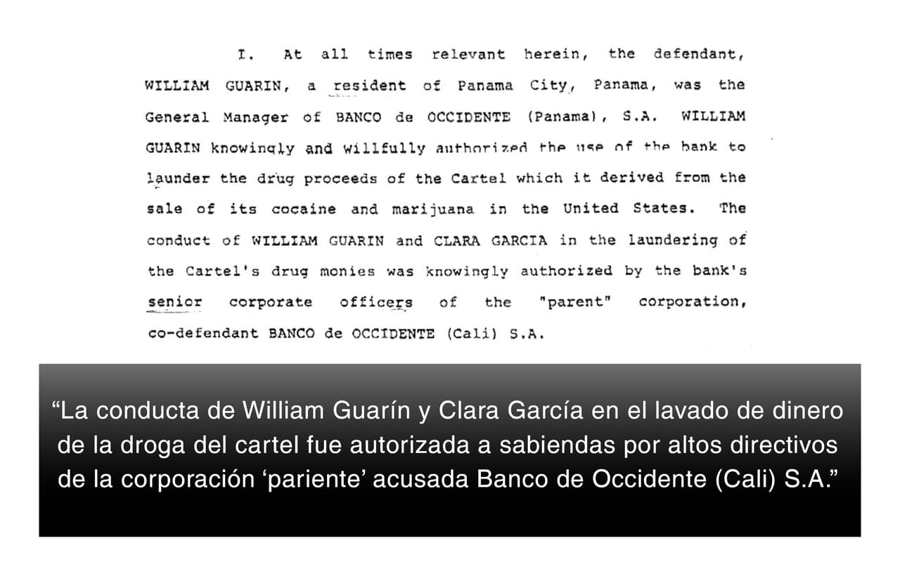 Fragmento de acusación criminal contra el Banco de Occidente.