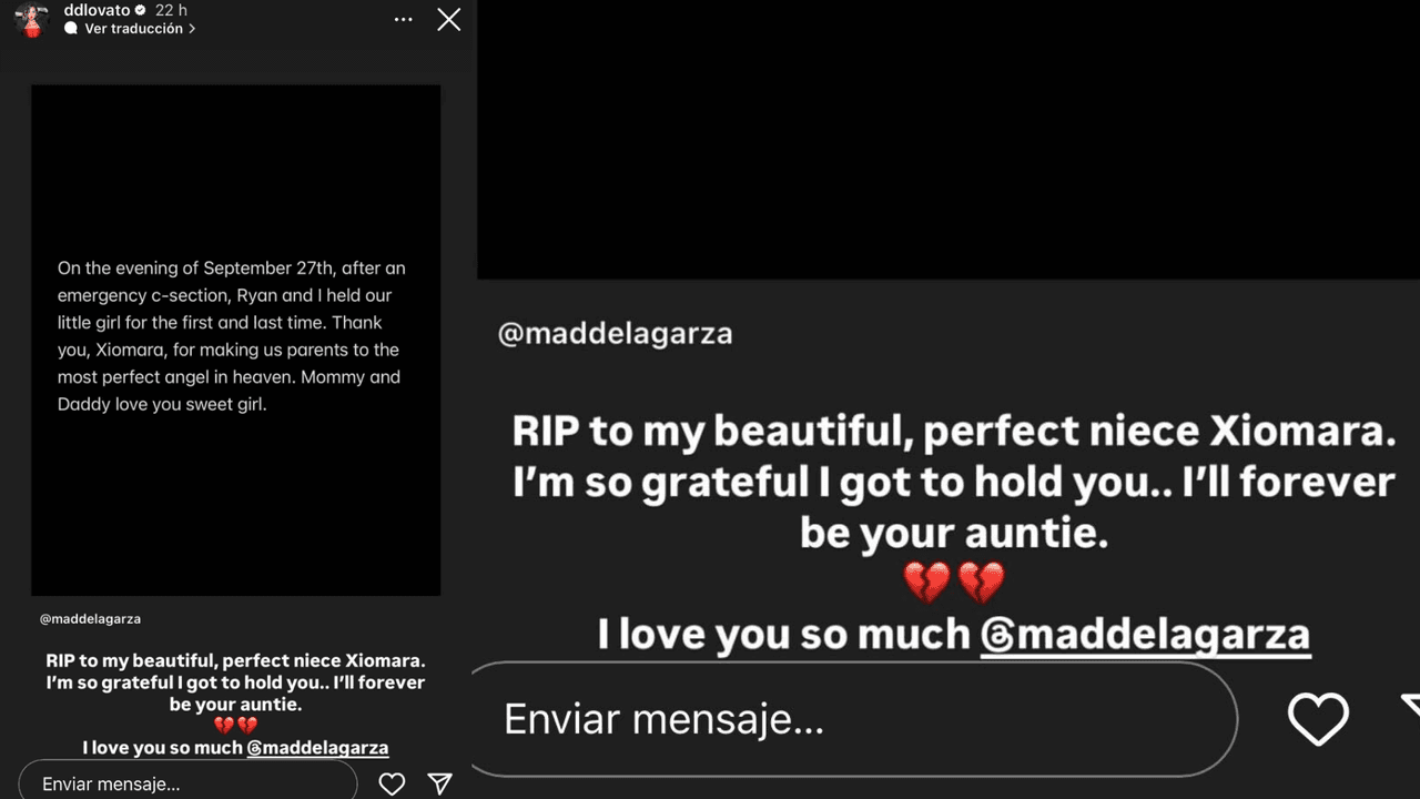 Desde su cuenta de Instagram, Demi Lovato dedicó un conmovedor mensaje a su sobrina y a su hermana Madison De La Garza.