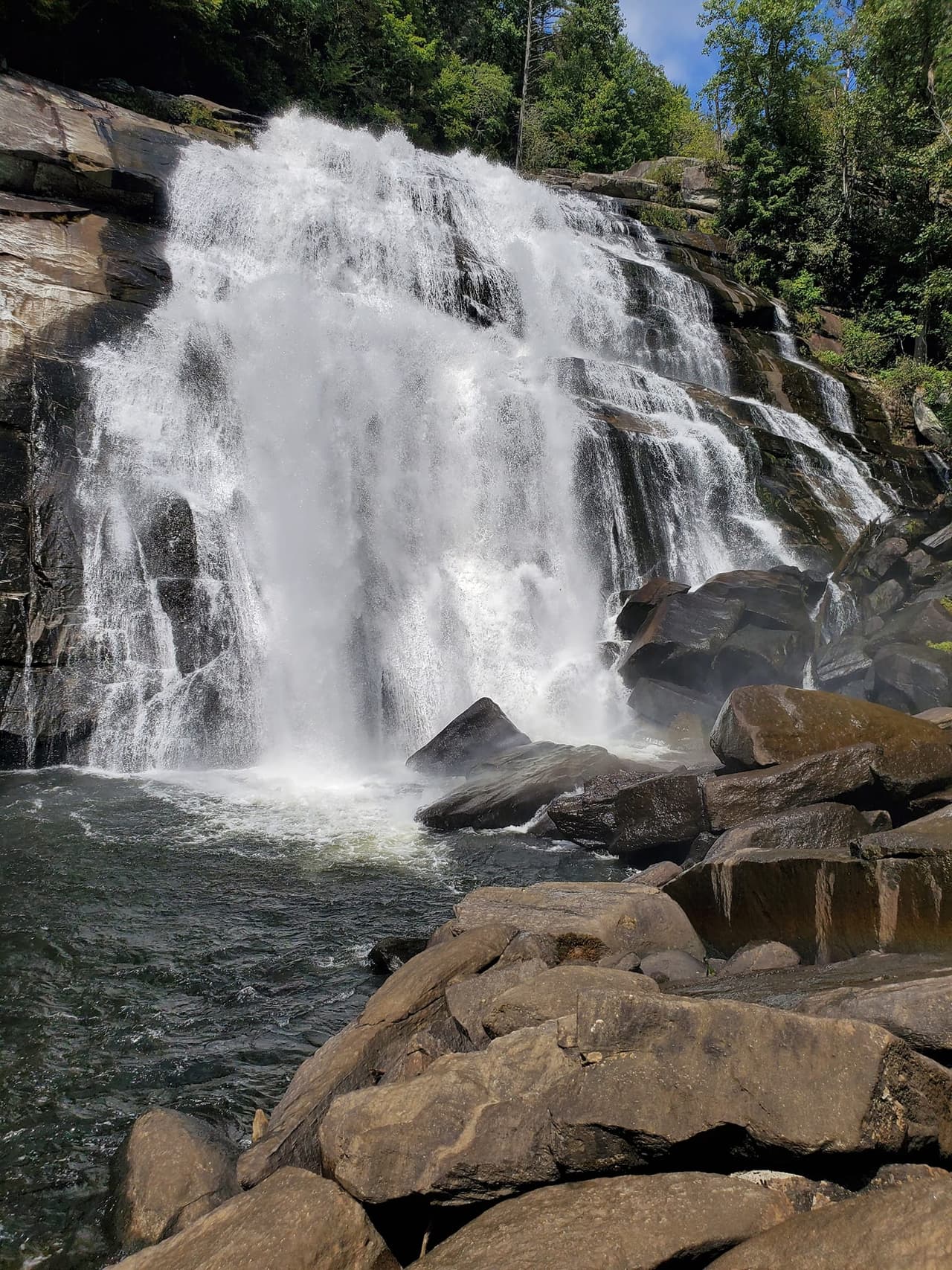 Están ubicadas en el Bosque Nacional Pisgah, en el Parque Estatal Gorges.